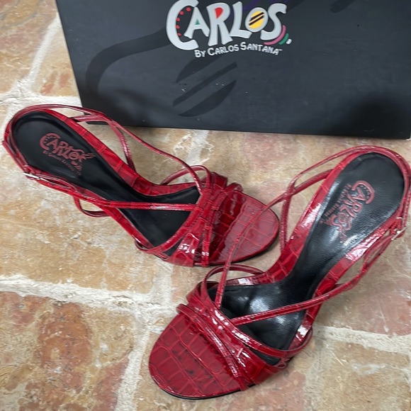 Red Croco Patent Sandals - Picture 2 of 7